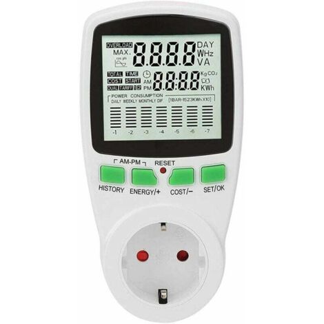 Wattmètre, moniteur de consommation d'énergie, prise de compteur de puissance 0-16A moniteur d'utilisation d'électricité intelligent (Royaume-Uni) (1/5)