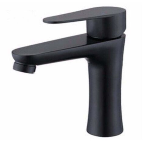 Moderne Robinet Mitigeur Lavabo Poignée unique Robinet de Salle de Bains Chaude et Froide Réglable Noir mat (1/5)