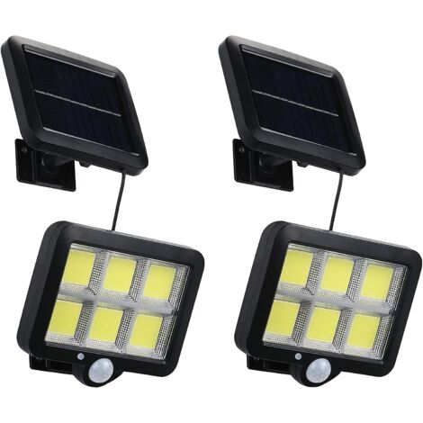 Lampe Solaire Extérieure 2pcs avec Détecteur de Mouvement 120 LED IP65 Étanche avec Câble de 5m 3 Modes Jardin (1/5)