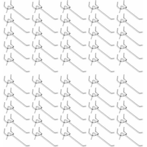 50 Pièces Crochets pour Panneau Perforé,Crochets pour étagères Murales pour Affichage Panneau Perforé Garage Magasin Outils Rangement Cintre Crochets pour étagères Murales (1/5)