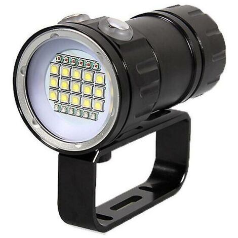 Lampe torche - Lampe de plongée, 180W 18000 Lumen Underwater 80M Lights Lampe torche de plongée étanche pour les activités de plongée pour le camp en plein air,(noir)- (1/5)