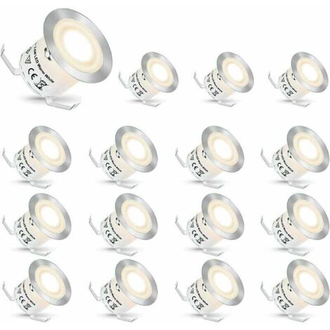 Spot LED Encastrable,Spots Encastrés LED Extérieur Spots Luminaires pour Escaliers Lumière Step Stair Garden Patio, IP67 Etanche (Blanc naturel, 16 Pièces) ANEUR