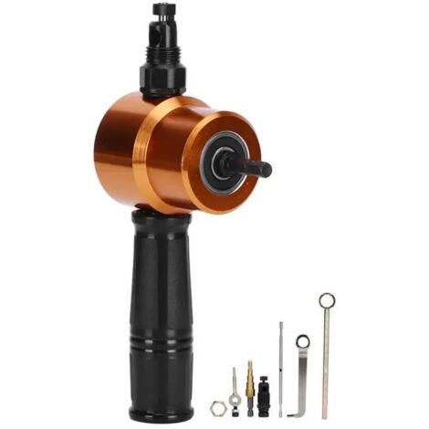 Grignoteuse à double tête en tôle grignoteuse pour perceuse et grignoteuse pour coupe droite de cercle rotatif à 360 degrés (1/5)