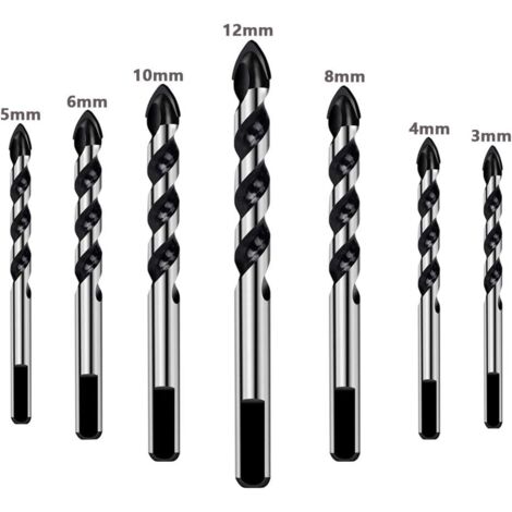 7 pieces foret set poCarrelage, verre, béton, pierre, brique, carreaux, ceramique et miroirs(3mm 4mm 5mm 6mm 8mm 10mm 12mm) (1/5)
