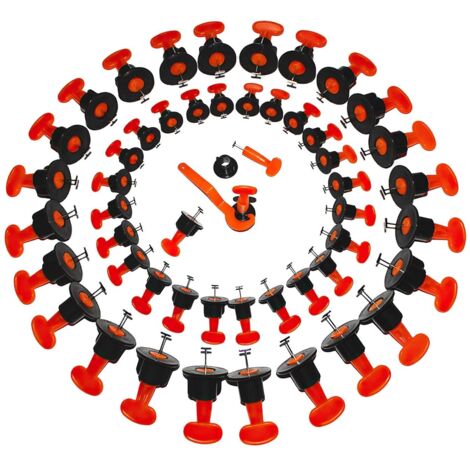 Niveleur de carreaux, niveleur de positionnement de carreaux, kit de nivellement de système de nivellement et de nivellement de 50 pièces, kit de niveleur de carreaux réutilisable. (Balancier) (1/4)