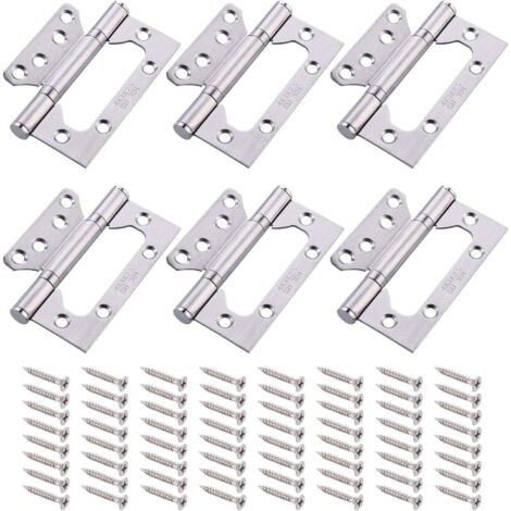 6Pcs Charnière en Laiton Antirouille, Charnière Porte de Maison Robuste en Acier Inox 304, Charniere Inox Roulement à Billes, pour Armoire Chambre à Coucher, Placard Cuisine, Porte Intérieure (1/4)