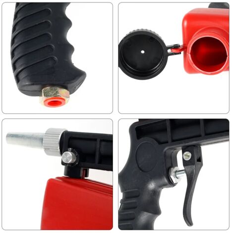 Pistolet De Sablage Pneumatique Portable Avec Entonnoir - 2 Buses - Bleu/noir