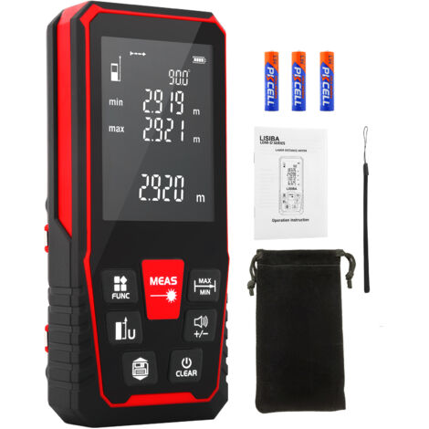 Télémètre laser 50m – Précision ±2mm – Mesure de distance, surface et volume – IP54 étanche – Autonomie jusqu’à 8000 mesures – Koticidsin