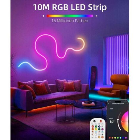 Ruban Led 10m, RGB Multicolore App Contrôle Neon Bande Led, 24V ...