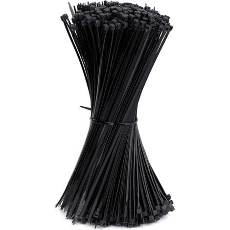 Serre-câbles en nylon autobloquants 200 × 2,5 mm, noir, lot de 500 pièces pour gainage et fixation de câbles (1/5)