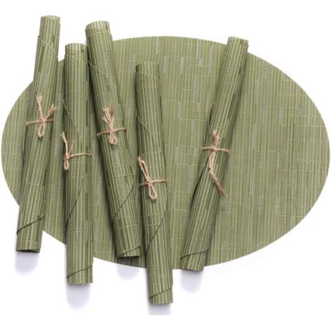 Lot de 6 sets de table ovales en vinyle lavable antidérapant résistant à l'usure et à la chaleur (vert)-Fei Yu (1/5)