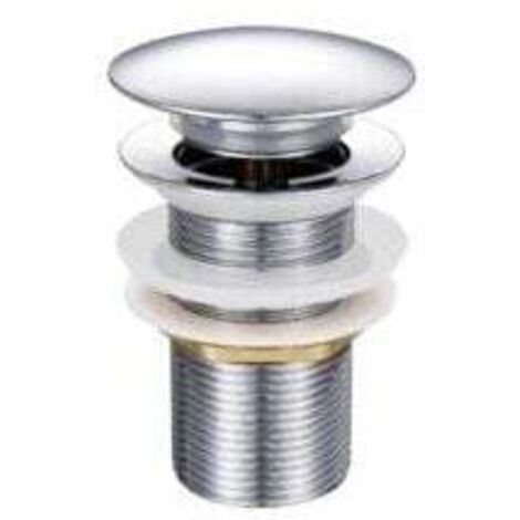 Bonde de vidange escamotable pour évier, robinet de vidange à ouverture par pression, chromé G 1-1/4" - Sans trop-plein (1/4)