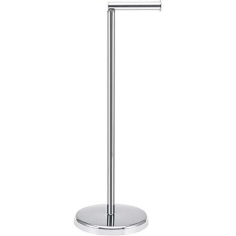 Porte-papier toilette sur pied avec base lestée, support de papier toilette haut de gamme, porte-papier toilette en acier inoxydable pour salle de bain, support 2 en 1 avec rangement pour 5 rouleaux -