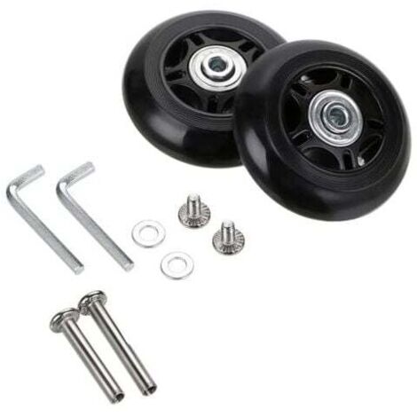 Lot de 2 roues de rechange pour valise, roulements de réparation, 70 x 24 mm, noires, (1/4)