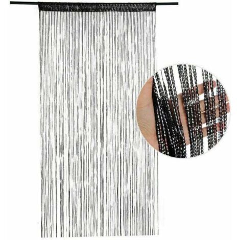 Rideau de porte en corde, 200 × 100 cm, moustiquaire, décoration de fenêtre, séparateur de pièce, sequins pour porte, mur, fenêtre (1/4)