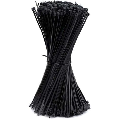 Serre-cables électriques 200 x 2.5 mm Attaches de Cable en Plastique Nylon Autobloquantes Noir 500 Pièces