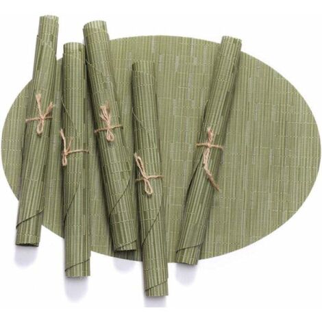 Lot de 6 sets de table ovales en vinyle lavable antidérapant résistant à l'usure et à la chaleur (vert)