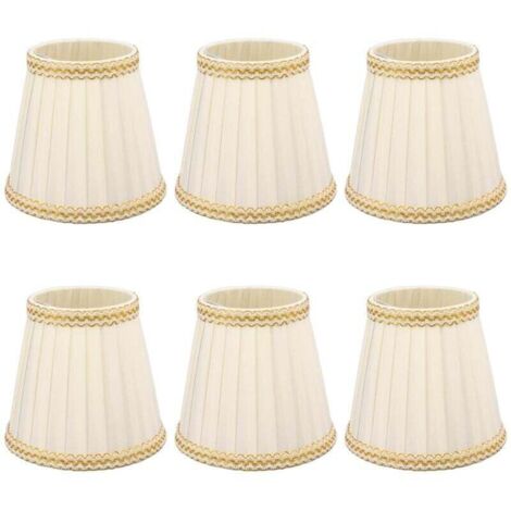 Abat-jour, 6 Pièces Petit Abat-jour Clip sur Tambour Abat-jour Tissu pour Lustre Bougie Ampoules Accessoires D'éclairage E14, Pinces