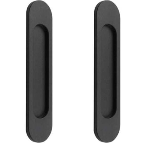 2 poignées de porte coulissantes ovales auto-adhésives en alliage d'aluminium noir mat sans perforation pour portes coulissantes, fenêtres d'armoires Longueur 148cm (1/4)