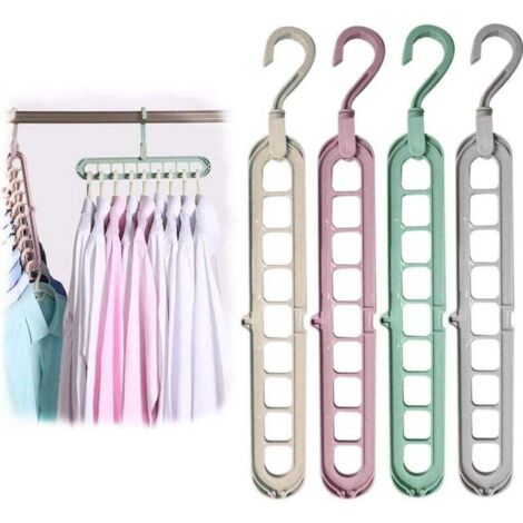 12 pcs Cintre Magique,Qualité Supérieure Cintre Pliable,Multi-Fonctions Cintres Gain de Place,pour Le Stockage et Le Séchage Vêtements (1/4)