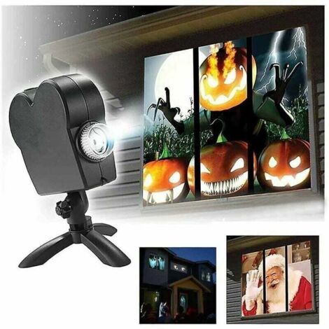 Projecteur de fenêtre de projecteur holographique de Noël Halloween Led Lampe de projection holographique, 12 festivals de film, utilisé pour Noël et Halloween-Fei Yu (1/4)