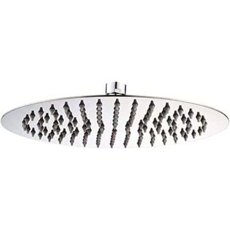 Tete de Douche Inox - Pommeau de Douche Ronde 20CM, Tete de Douche Pluie Universelle Filetage 1/2 Pouce, Rotatif 360°, Inclinable 30°, Facile à Installer et à Nettoyer (1/4)