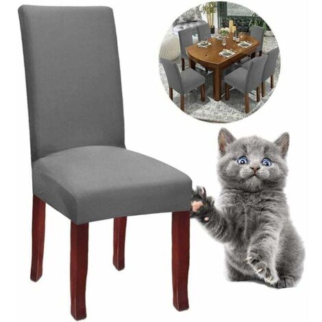Housse de Chaise Extensible Housses de Chaise Haut Dossier Elastiques Housse de Protection pour Salle à Manger Hôtel (Gris, 6pièces)-Fei Yu (1/4)