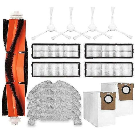 Kit Accessoires Pour Dreame D10 Plus, Z10 Pro, L10 Plus - 2 Brosses Principales + 4 Latérales + 4 Filtres + 4 Lingettes + 4 Sacs