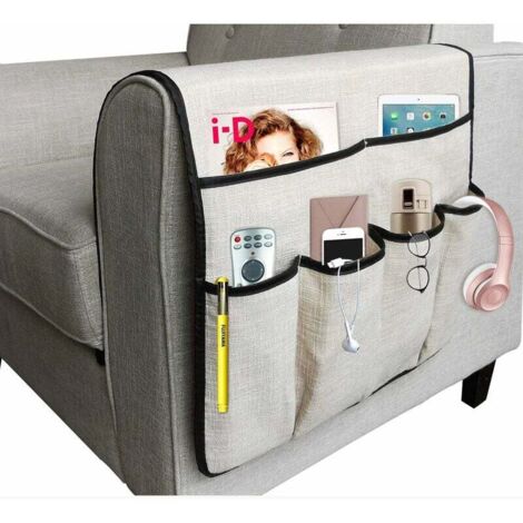 Grand Organiseur de Canapé Organisateur Caddy, Support de Télécommande de TV Antidérapant Canapé Accoudoir Sac de Rangement, 19.7x35 inch-Fei Yu