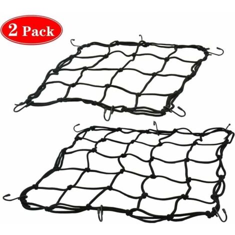 Pack de 2 filets à bagages moto, filet vélo, filet casque avec crochet, filet de sécurité, sangle bagage élastique pour moto, vélo (30 x 30 cm+ 40 x 40 cm)-Fei Yu