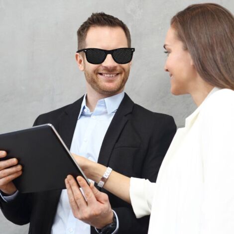 2 Paires De Lunettes Sténopé - Pour Exercices Des Yeux - Noires - Neuf Sans Emballage