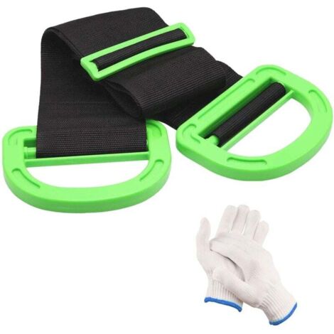 1 Pcs Sangle de Levage avec Poignée Bande de Déménagement Réglable pour Meuble Boîte Ceinture de Support des Objets Lourds jusqu'à 150 kg Sangles de Transport avec 1 Paire de Gants-Fei Yu (1/4)