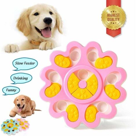 Gamelle pour chien puzzle, jouet mangeoire puzzle pour chien, jouet distributeur de friandises pour chien, jouet puzzle pour chien (rose), Fei Yu
