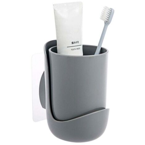 Porte-brosse à dents de salle de bain, boîte de rangement murale pour gobelets de rince-bouche, porte-gobelets mural pour brosse à dents (gris)