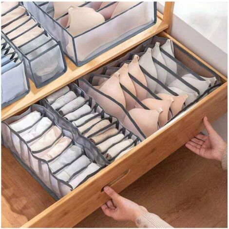 Organisateur de tiroir de lingerie 6 pièces, rangement de sous-vêtements de soutien-gorge et organisateur de chaussettes, organisateur de placard pliable pour soutiens-gorge, chaussettes, cravates