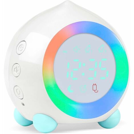 Réveil Enfant Lumineux LED Numerique Lampe Réveil Veilleuse Fille Garçons Jour Nuit Enfant Volume Réglable Snooze Réveil en USB Charge-Blanc-Fei Yu (1/3)