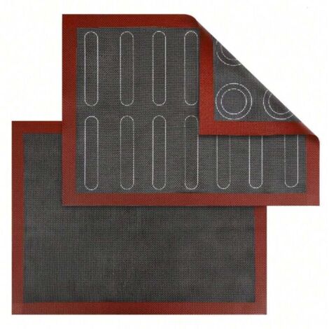 Lot de 2 tapis de four micro-perforés en silicone, à double face, antiadhésifs, résistants à la chaleur et réutilisables pour macarons, soufflés, pizza (40 x 30 cm) (1/4)