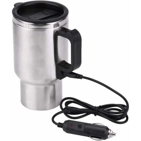 Mug chauffant de voiture, tasse chauffante de voyage en acier inoxydable, tasse à café électrique chauffante pour eau, café, lait et thé avec chargeur, 450 ml-Fei Yu (1/4)