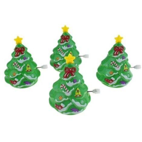 Lot de 4 horloges fantaisie et amusantes qui tournent et qui marchent, vertes, amusantes, à remonter, pour sapin de Noël (1/4)