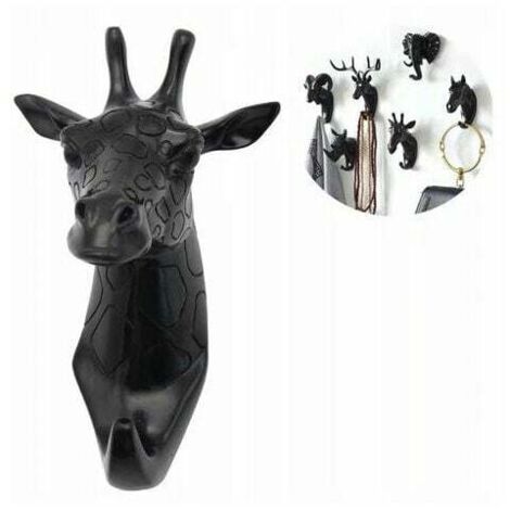 1 pcs Porte-manteau et porte-manteau Porte-serviettes Crochet mural Porte-manteau Animal Clé Girafe noire-Fei Yu (1/4)