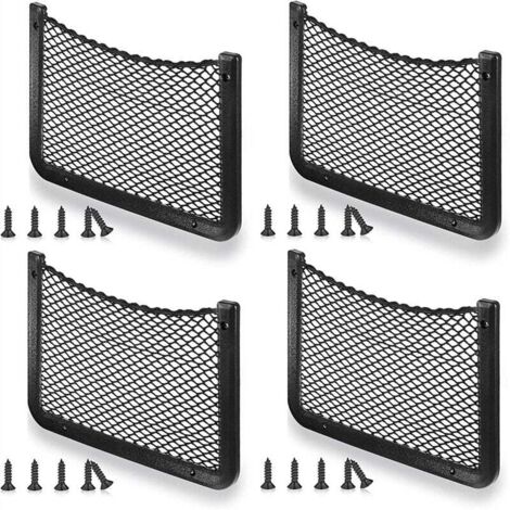 Filet Rangement pour Voiture 4 PCS, Organisateurs Rangement Coffre 36 18CM, Multifonctionnel Sac Pocket Organizer de Voiture pour Ustensiles, Camping-Cars, Bateaux, Maison (avec Vis)