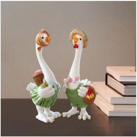 Statue de couple de canards en deux pièces, sculpture animale, décoration de jardin, décoration de cour, décoration de maison pour la Saint-Valentin (1/3)