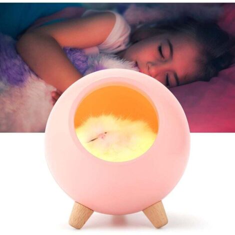 Veilleuse Enfant LED, Lampe de Chevet Tactile Rechargeable, Lampe Chat Cadeau pour Femme Enceinte, Enfant, bébé, Rose-Fei Yu (1/4)