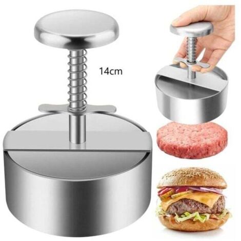 Presse à Burger, 304 Acier Inoxydable Presse à Hamburger, Ajustable Steak Haché Presse à Burger, Facile à Utiliser, Antiadhésive Presse à Hamburger pour Réunion de Famille, Fête-14cm (1/4)