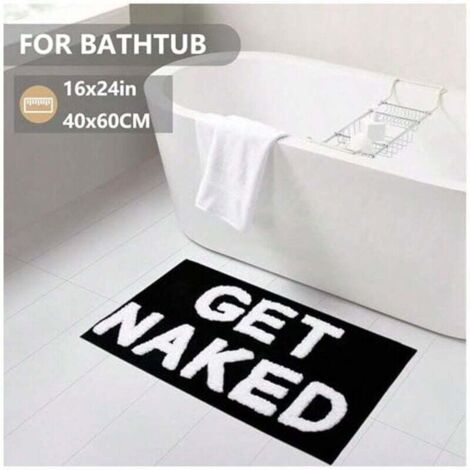 Tapis de bain, joli tapis de salle de bain, 40 x 60 cm, antidérapant, absorbant, noir, pour sol de salle de bain et douche, décoration d'intérieur amusante, lavable en machine (1/4)
