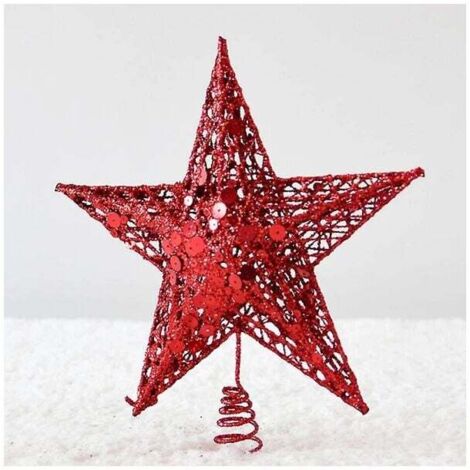 Décoration de sapin de Noël en forme d'étoile, décoration de Noël en forme d'étoile en dentelle Rouge 20cm (1/4)