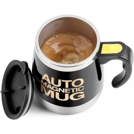 Tasse de mélange magnétique Tasse de café d'agitation automatique Tasse magnétique automatique d'acier inoxydable pour la protéine de cacao de lait de chocolat chaud de thé de café-Fei Yu