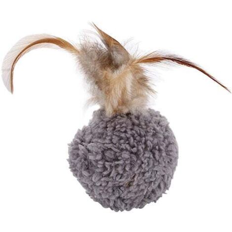 Lot de 2 balles pour chat, jouet interactif à pompon pour chat mignon, jouet en plumes pour chat, balle de jeu pour animaux de compagnie