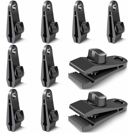 10pcs pinces à bâche pinces à bâche crochets à bâche pinces coupe-vent pour tentes camping coupe-vent accessoires de pince à soleil (noir)-Fei Yu (1/4)