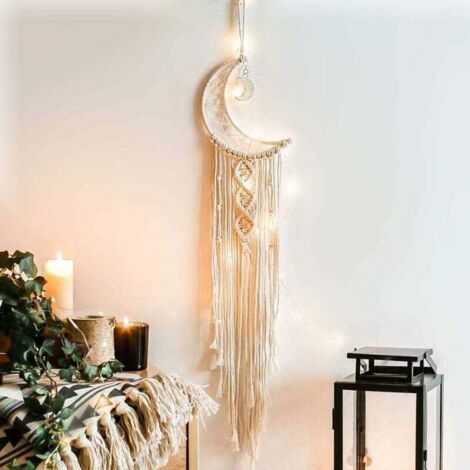 Fait à la main Dream Catcher Moon Dreamcatcher Boho Tapisserie Décoration pour Mariage Maison Chambre Cadeau-Fei Yu (1/4)